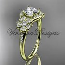14kt yellow gold diamond Cherry Blossom flower, Sakura engagement ring VD8091