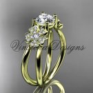 14kt yellow gold diamond Cherry Blossom , Sakura engagement ring "Forever One" Moissanite VD8130
