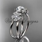 Platinum diamond Cherry Blossom flower, Sakura engagement ring VD8130
