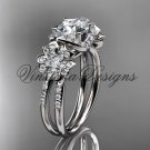 Platinum diamond Cherry Blossom, Sakura engagement ring Moissanite VD8140
