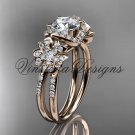 14kt rose gold  diamond Cherry Blossom flower, Sakura engagement ring VD8140