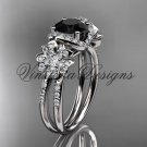 14kt white gold diamond Cherry Blossom, Sakura engagement ring Black Diamond VD8140