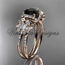 14kt rose gold diamond Cherry Blossom, Sakura engagement ring Black Diamond VD8140 14kt rose gold diamond Cherry Blossom, Sakura engagement ring Black Diamond VD8140