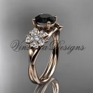 14kt rose gold diamond Cherry Blossom flower, Sakura engagement ring Black Diamond VD8189 14kt rose gold diamond Cherry Blossom flower, Sakura engagement ring Black Diamond VD8189