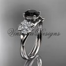 Platinum diamond Cherry Blossom, Sakura engagement ring Black Diamond VD8189 Platinum diamond Cherry Blossom, Sakura engagement ring Black Diamond VD8189