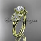 14kt yellow gold diamond Cherry Blossom flower, Sakura engagement ring VD8189