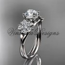 Platinum diamond Cherry Blossom , Sakura engagement ring "Forever One" Moissanite VD8189