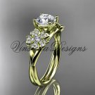 14kt yellow gold diamond Cherry Blossom, Sakura engagement ring "Forever One" Moissanite VD8189