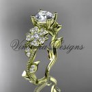 14kt yellow gold diamond Cherry Blossom, Sakura engagement ring, One Moissanite VD8151 14kt yellow gold diamond Cherry Blossom, Sakura engagement ring, One Moissanite VD8151