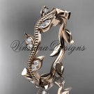 14k rose gold diamond leaf wedding band VD8151B