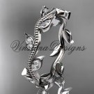 14kt white gold diamond leaf wedding band VD8151B