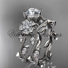 14kt white gold diamond Cherry Blossom flower, Sakura engagement ring set VD8151S