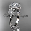 14kt white gold diamond Cherry Blossom flower, Sakura engagement ring VD8157