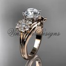 14kt rose gold diamond Cherry Blossom, Sakura engagement ring One Moissanite VD8159