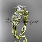 14kt yellow gold diamond Cherry Blossom flower, Sakura engagement ring One Moissanite VD10043 14kt yellow gold diamond Cherry Blossom flower, Sakura engagement ring One Moissanite VD10043