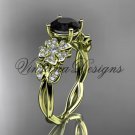 14kt yellow gold diamond Cherry Blossom flower, Sakura engagement ring Black Diamond VD10043 14kt yellow gold diamond Cherry Blossom flower, Sakura engagement ring Black Diamond VD10043