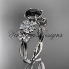14kt white gold diamond Cherry Blossom flower, Sakura engagement ring Black Diamond VD10043 14kt white gold diamond Cherry Blossom flower, Sakura engagement ring Black Diamond VD10043