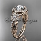 14kt rose gold diamond Cherry Blossom, Sakura engagement ring One Moissanite VD10039