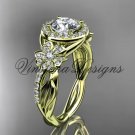14kt yellow gold diamond Cherry Blossom flower, Sakura engagement ring VD10039