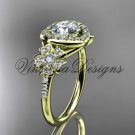 14kt yellow gold diamond Cherry Blossom flower, Sakura engagement ring, Moissanite VD8201