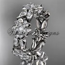 14k white gold diamond Cherry Blossom flower, Sakura wedding band VD8191