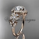 14kt rose gold diamond Cherry Blossom flower, Sakura engagement ring, Moissanite VD8201L