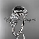 14kt white gold diamond Cherry Blossom flower, Sakura engagement ring, Black Diamond VD8201L 14kt white gold diamond Cherry Blossom flower, Sakura engagement ring, Black Diamond VD8201L