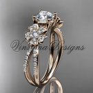 14kt rose gold diamond Cherry Blossom flower, Sakura engagement ring Moissanite VD8214