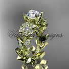 14kt yellow gold diamond Cherry Blossom flower, Sakura engagement ring VD8215