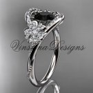 14kt white gold diamond Cherry Blossom flower, Sakura engagement ring Black Diamond VD8326 14kt white gold diamond Cherry Blossom flower, Sakura engagement ring Black Diamond VD8326