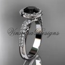 14kt white gold diamond Fleur de Lis engagement ring, Black Diamond VD10057