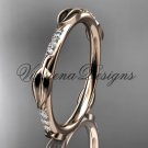 14k rose gold diamond leaf wedding band VD10061