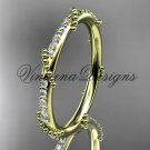14k yellow gold diamond leaf wedding band VD10062