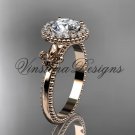 14kt rose gold diamond Fleur de Lis engagement ring VD10063