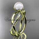 14kt yellow gold diamond, pearl engagement ring VP870