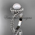 Platinum diamond, pearl engagement ring VP1006