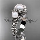 14kt white gold diamond, pearl engagement ring VP1007
