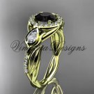 14kt yellow gold diamond leaf and vine, tulip flower engagement ring, Black Diamond VD10054 14kt yellow gold diamond leaf and vine, tulip flower engagement ring, Black Diamond VD10054