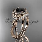 14kt rose gold leaf and vine, flower engagement ring, Black Diamond VD10065 14kt rose gold leaf and vine, flower engagement ring, Black Diamond VD10065