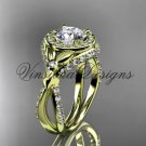 14k yellow gold leaf and vine, flower engagement ring, VD10065