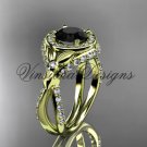 14kt yellow gold leaf and vine, flower engagement ring, Black Diamond VD10065 14kt yellow gold leaf and vine, flower engagement ring, Black Diamond VD10065