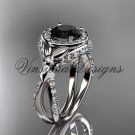 14kt white gold leaf and vine, flower engagement ring, Black Diamond VD10065 14kt white gold leaf and vine, flower engagement ring, Black Diamond VD10065
