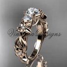 14k rose gold Three stone engagement ring,"Forever One" Moissanite VD10066 14k rose gold Three stone engagement ring,"Forever One" Moissanite VD10066