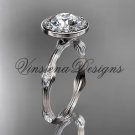 platinum leaf and vine engagement ring VD10075