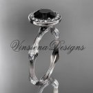 platinum leaf and vine engagement ring, Black Diamond VD10075 platinum leaf and vine engagement ring, Black Diamond VD10075
