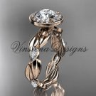 14k rose gold leaf and vine engagement ring VD10076
