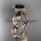 14k rose gold leaf and vine engagement ring, Black Diamond VD10076
