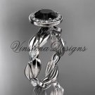 14k white gold leaf and vine engagement ring, Black Diamond VD10076