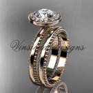 14k rose gold engagement ring, wedding set "Forever One" Moissanite VD10078S 14k rose gold engagement ring, wedding set "Forever One" Moissanite VD10078S