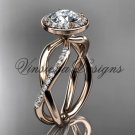 14kt rose gold diamond engagement ring,  Moissanite VD10079